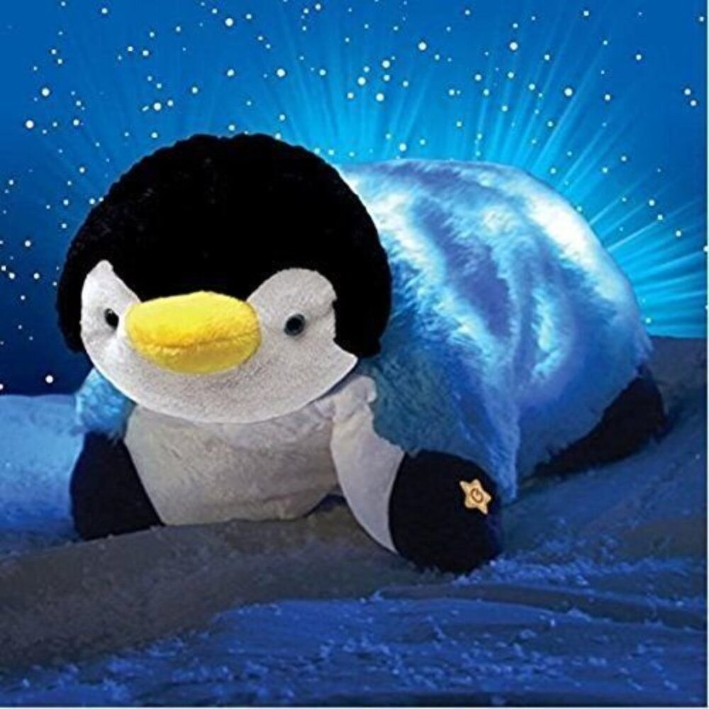 NWT Pillow Pets 15” "Sparkling Penguin" Glow Pets Purple Pink Jumbo